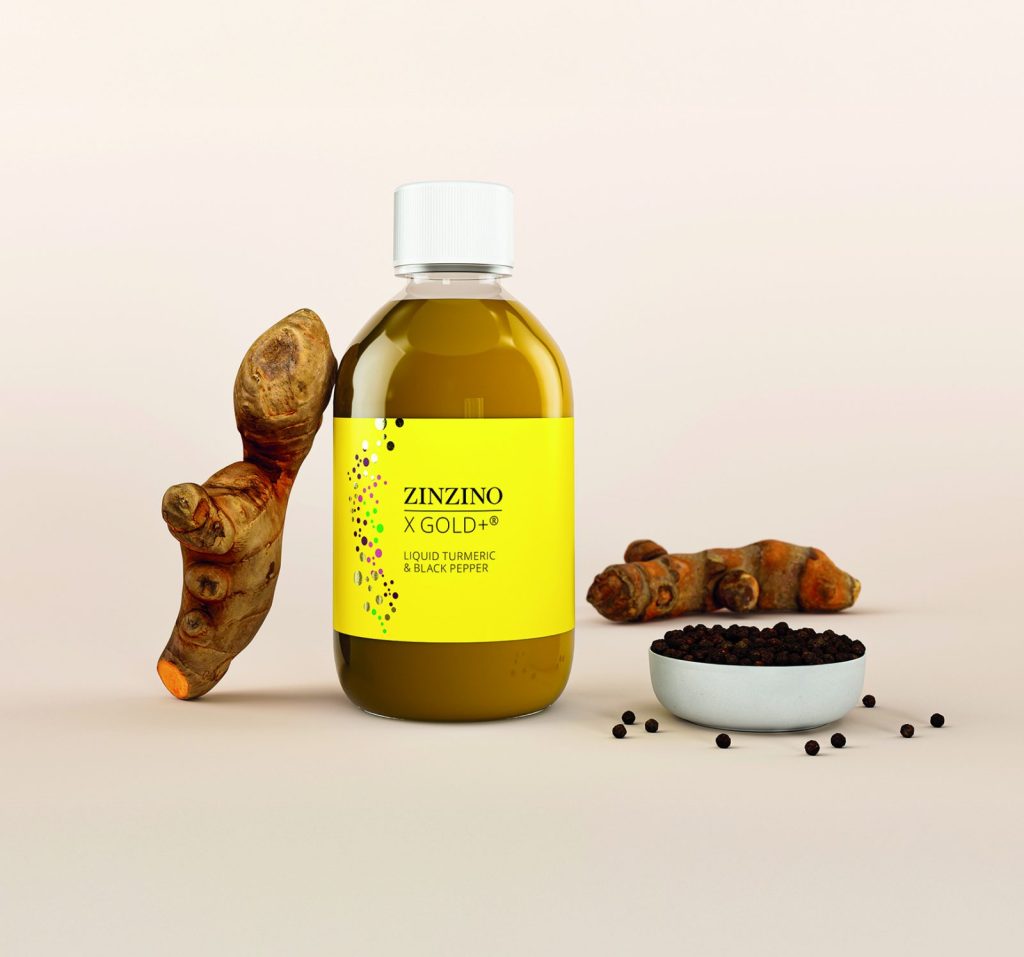Zinzino X Gold+ – flüssiges Kurkuma mit schwarzem Pfeffer, 250-ml-Flasche
